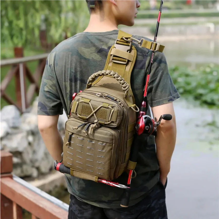 Sac à dos tactique de camping, sac de poitrine, sac de pêche en plein air, sac à main pour homme, sac à bandoulière, laser Molle, sacs de chasse et de randonnée