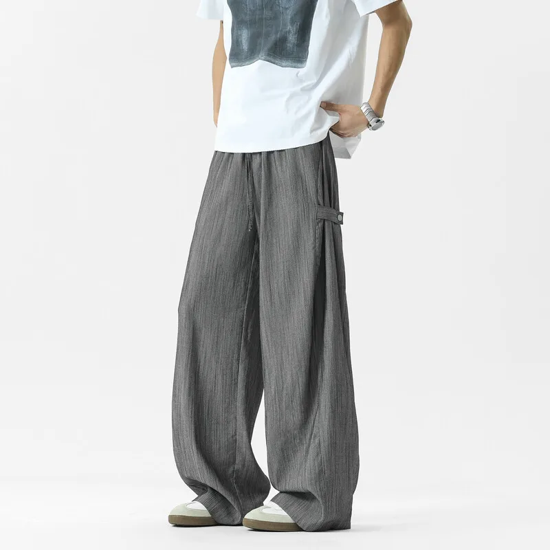 

Men's Summer Casual Pants Solid Linen Straight Leg Loose Fit High Street Vintage Men Comfortable Trousers