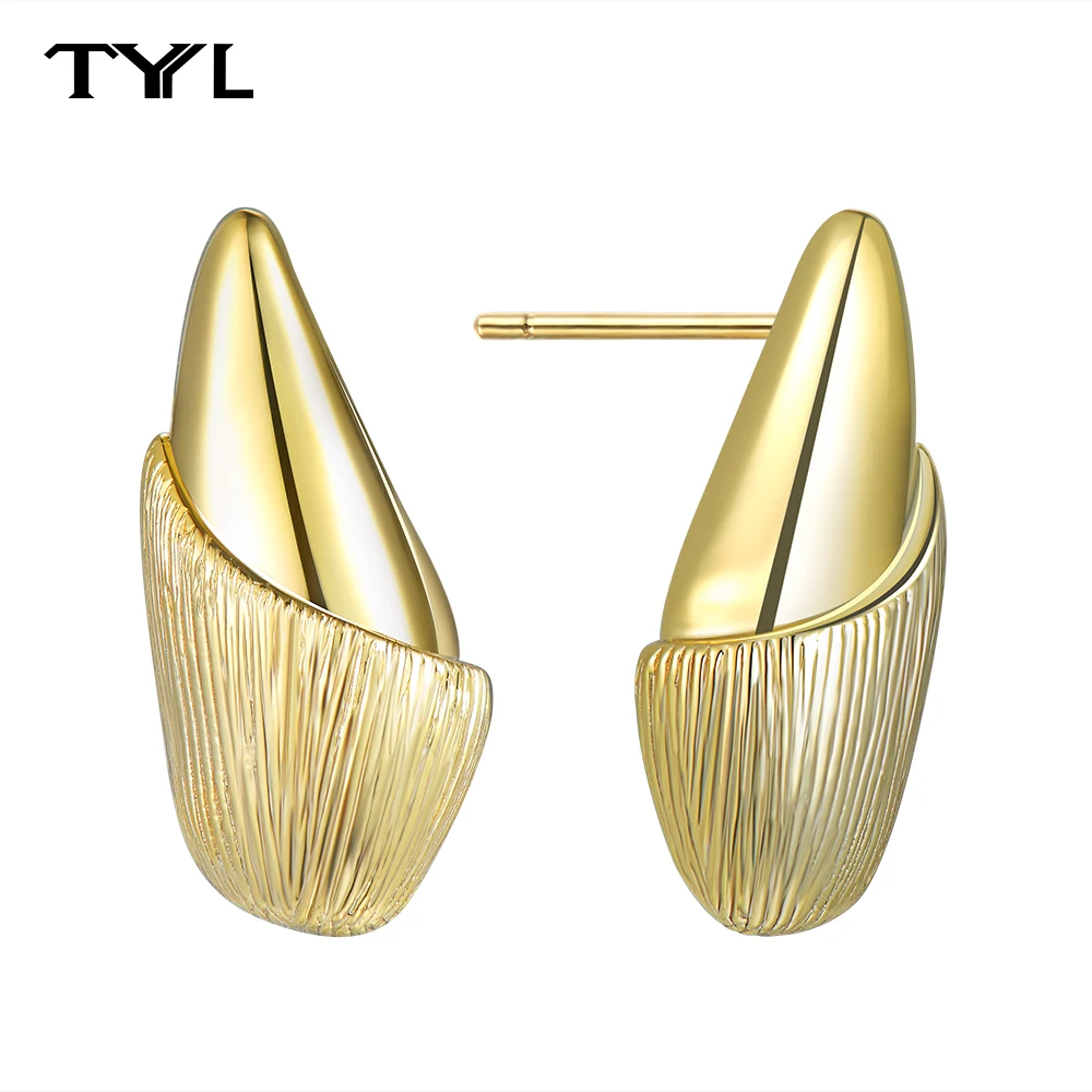 

TYYL 18k Gold Plated Tear Drop Earring for Women Lightweight Frosted Smooth Silver Waterdrop Stud Earrings Jewelry Party Gift