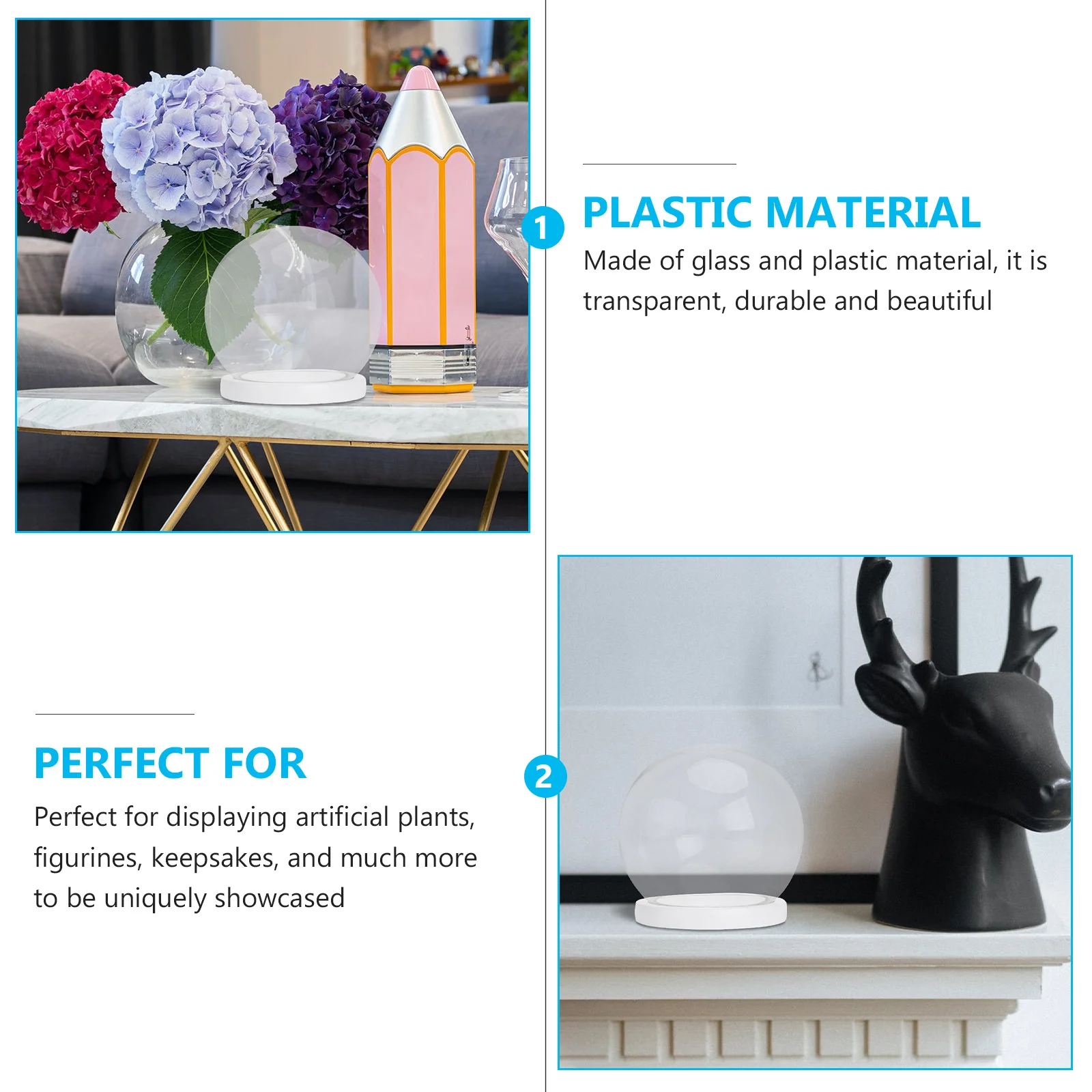 

1Pcs Eternal Flower Glass Cover Transparent Preserved Flower Dome Display Case for Desktop Decor Micro Landscape