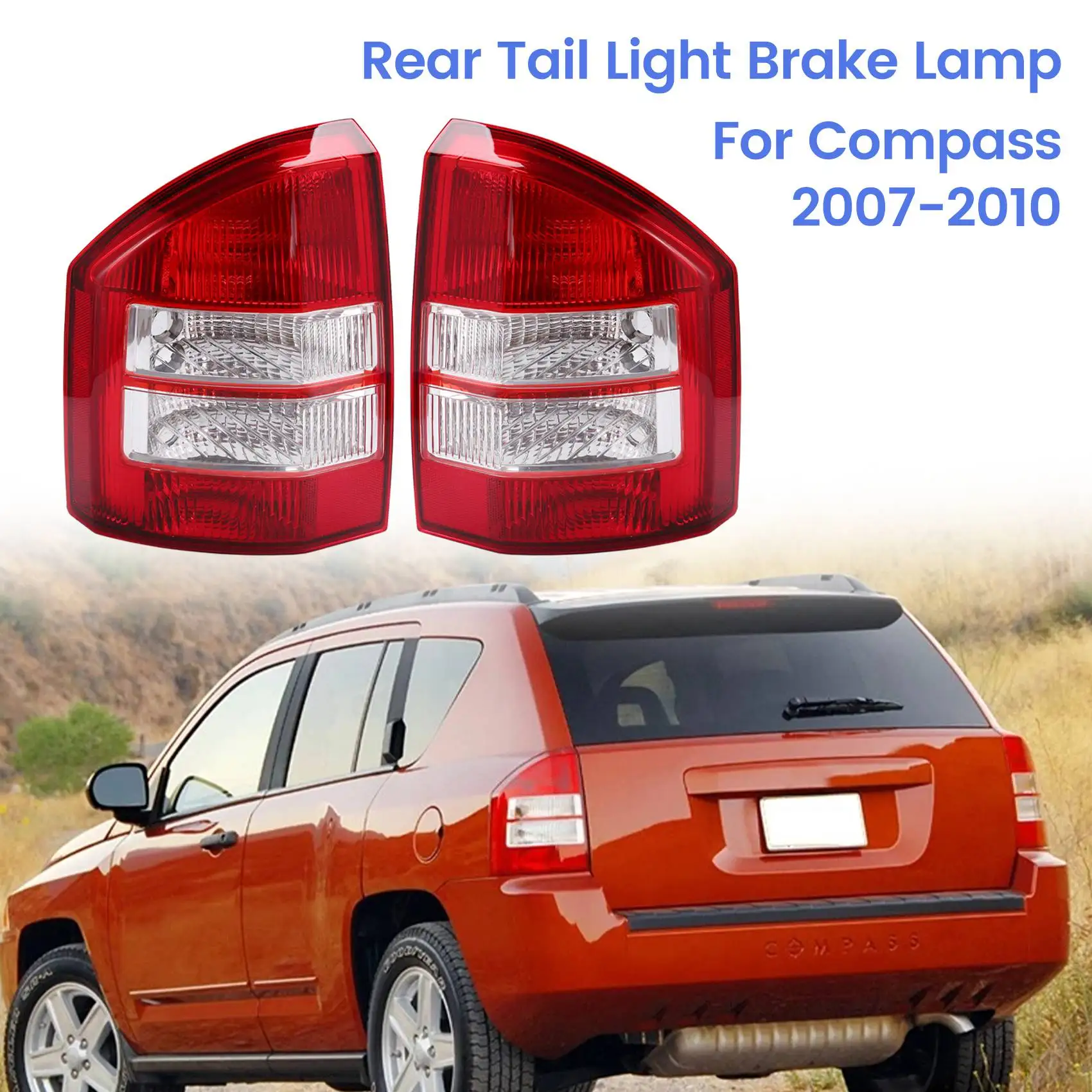 Lampu sein belakang mobil, lampu ekor kabut sisi kiri, sinyal belok, suku cadang otomotif, kap lampu rem tanpa bohlam untuk Jeep Compass 2007-2010