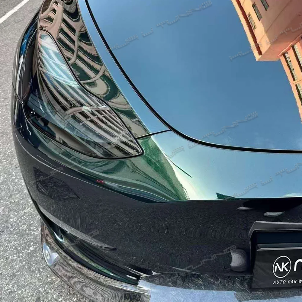 PET Glossy Metallic Emerald Green Vinyl Wrap For Tesla Model 3 Y etc. LowTack 1.52*17M/Roll 5x56ft Air Bubble Free HQ Auto Film