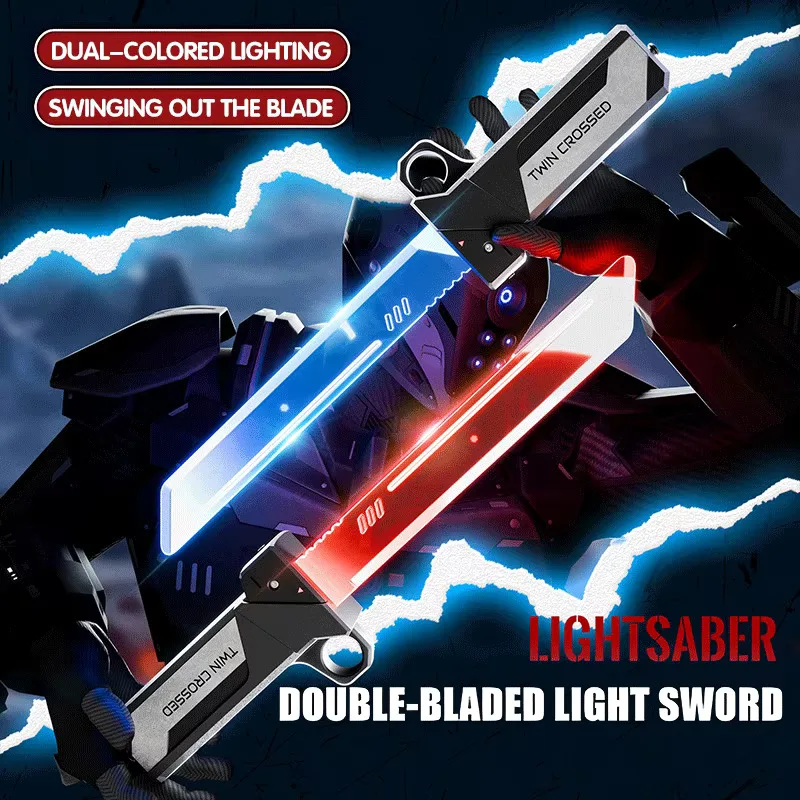 2026 New Luminous Toys  Double Sword Insertion Swing and Stretch 2IN1 Lightsaber Games Interactive Cosplay Light Sword Toy