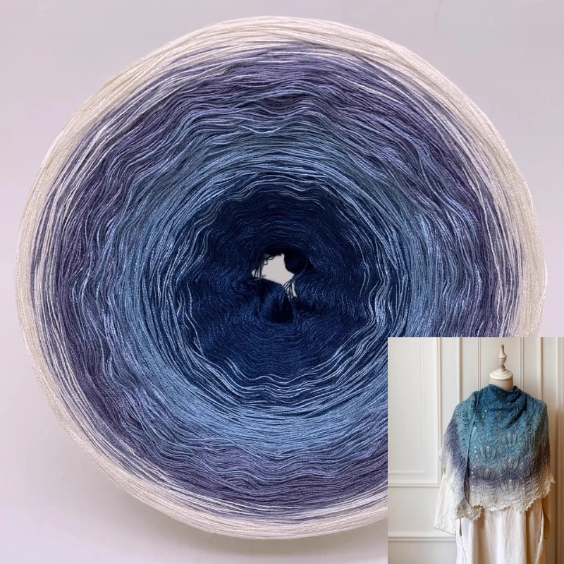 300g / 4-strand Medium-thick Hand-woven Cotton Thread Gradient Cake Wool Carpet Crochet/shawl Making Silk Thread Yarn