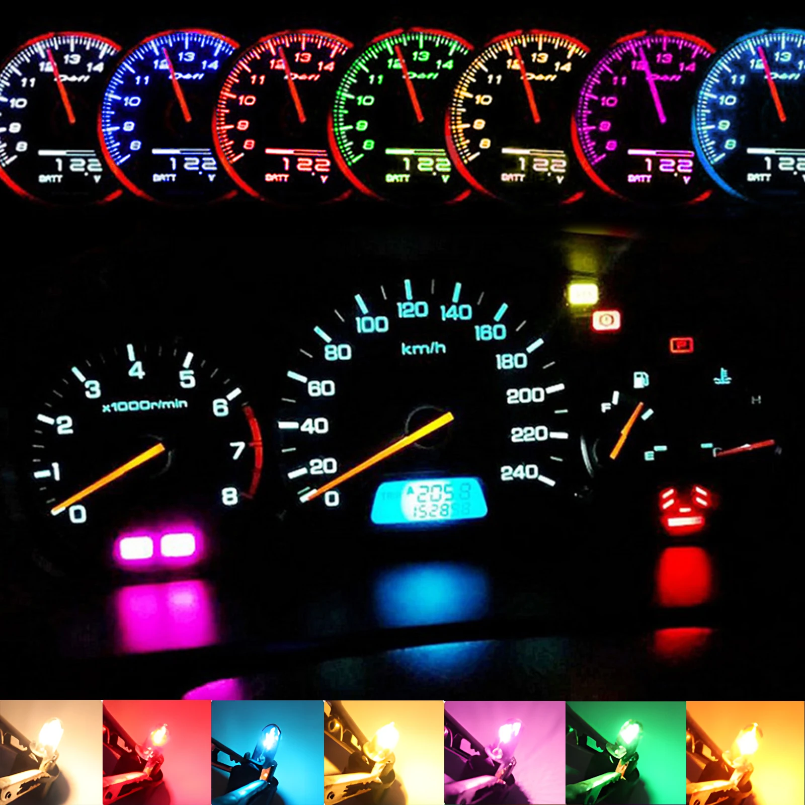 5Pcs T5 SMD LED Car Light Automobiles Light-Emitting Diode Instrument Gauge Dashboard Bulbs Auto Interior Indicator Lamp