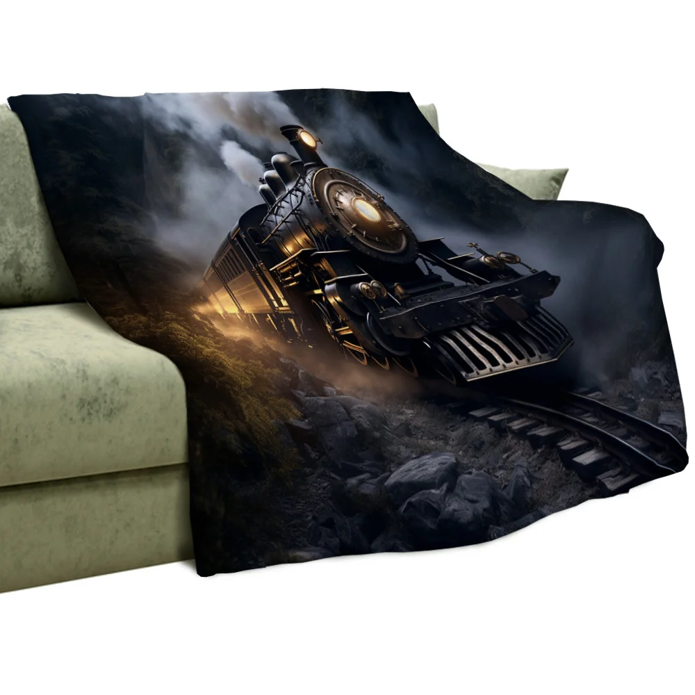 

Vintage Steam Train & Locomotive Print Blanket - 280GSM