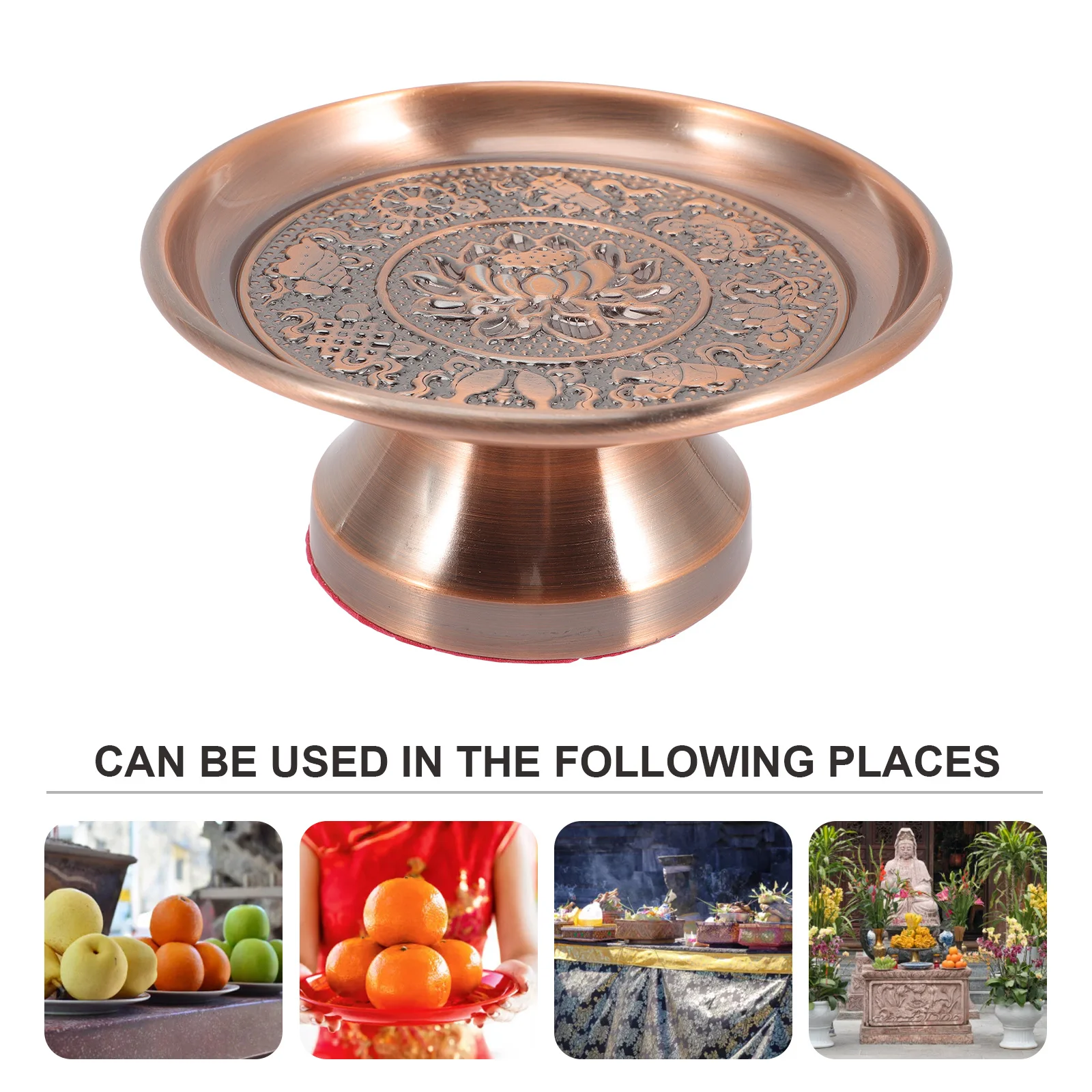 

Alloy Buddhist Offering Plate Temple Fruit Tray Vintage Style Smooth Finish For Home Sacrifice Religious Ceremony Decor