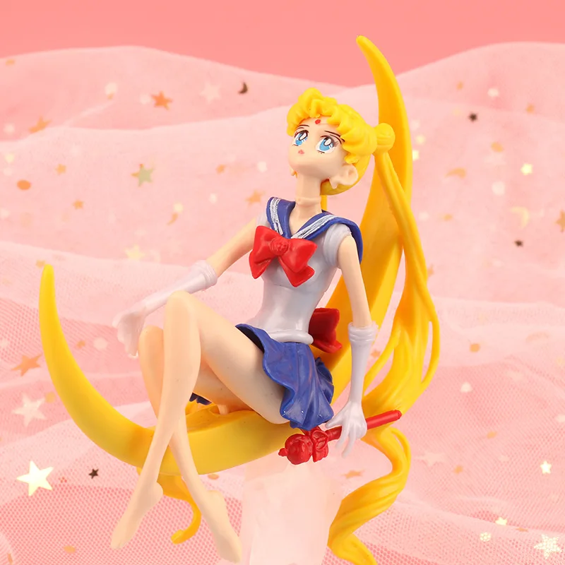 Anime Sailor Moon 15cm Tsukino Usagi PVC Toy Hobby Doll Cake Decoration Home Desktop Ornament Model Kid Gift Fashion Accessories