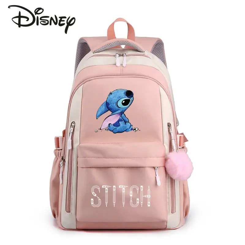 

2025 Disney Stitzer New Women's Backpack Fashion High Quality Student Backpack Cartoon Versatile Large Capacity Travel Backpack