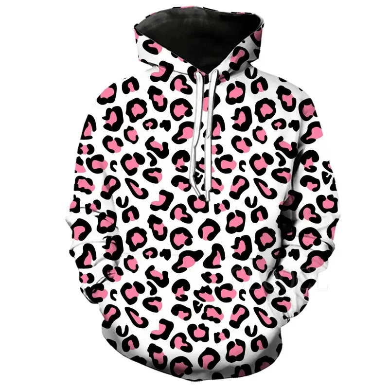 3D printed Harajuku men\'s sportswear leopard print men\'s hooded sweatshirt men\'s and women\'s leopard print pullover casual