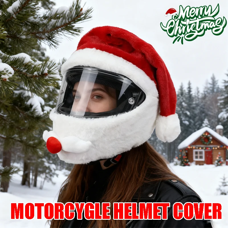 

Christmas Motorcycle Helmet Cover Santa Elf Design Helmet Decor for Men Festive Riding Equipment Accessory