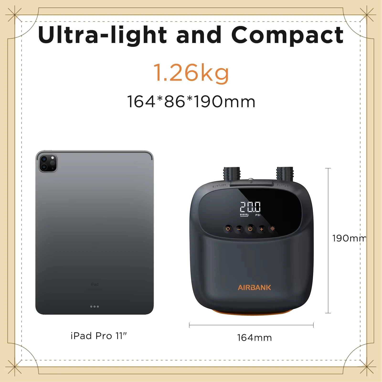 AIRBANK Digital Smart Inflation & Deflation Air Mattress Pump Electric Paddle Board Pump Mini Air Pump for Sup