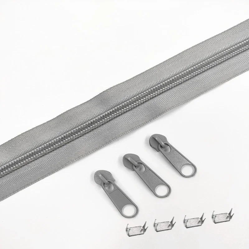 1/2/3/5/10 متر 5 # لفات سحابات طويلة من النايلون مع 4/8/12 /20/40 قطعة منزلق بسحاب لملحقات خياطة الخياط #3