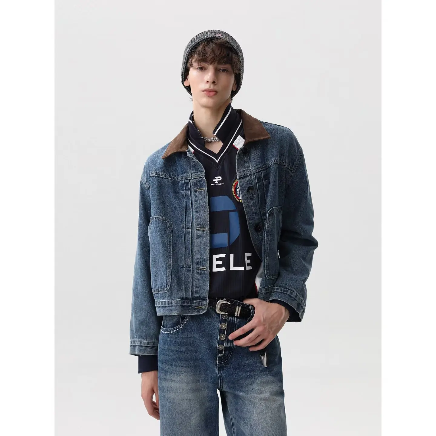 

Retro American ort Denim Jaet for Men Trendy Brand Haome High-End Feel Stand Collar Jaet Couple Matching Autumn 2025