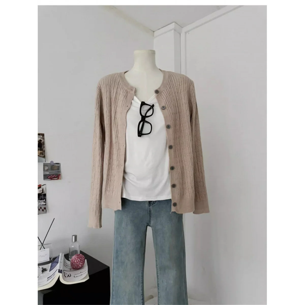 Autumn Winter Knitted Sweater Jacket Women Long Sleeve Button O Neck Coat Female Casual Solid Twisted-Purl Cardigan Street Coats