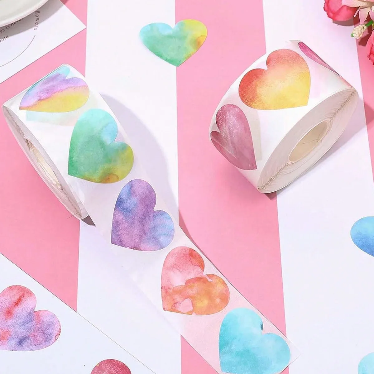 100-500pcs Red Heart Stickers for Valentine's Day 2.5cm Baking Packaging Sticker Envelope Seals Love Decorative Stickers