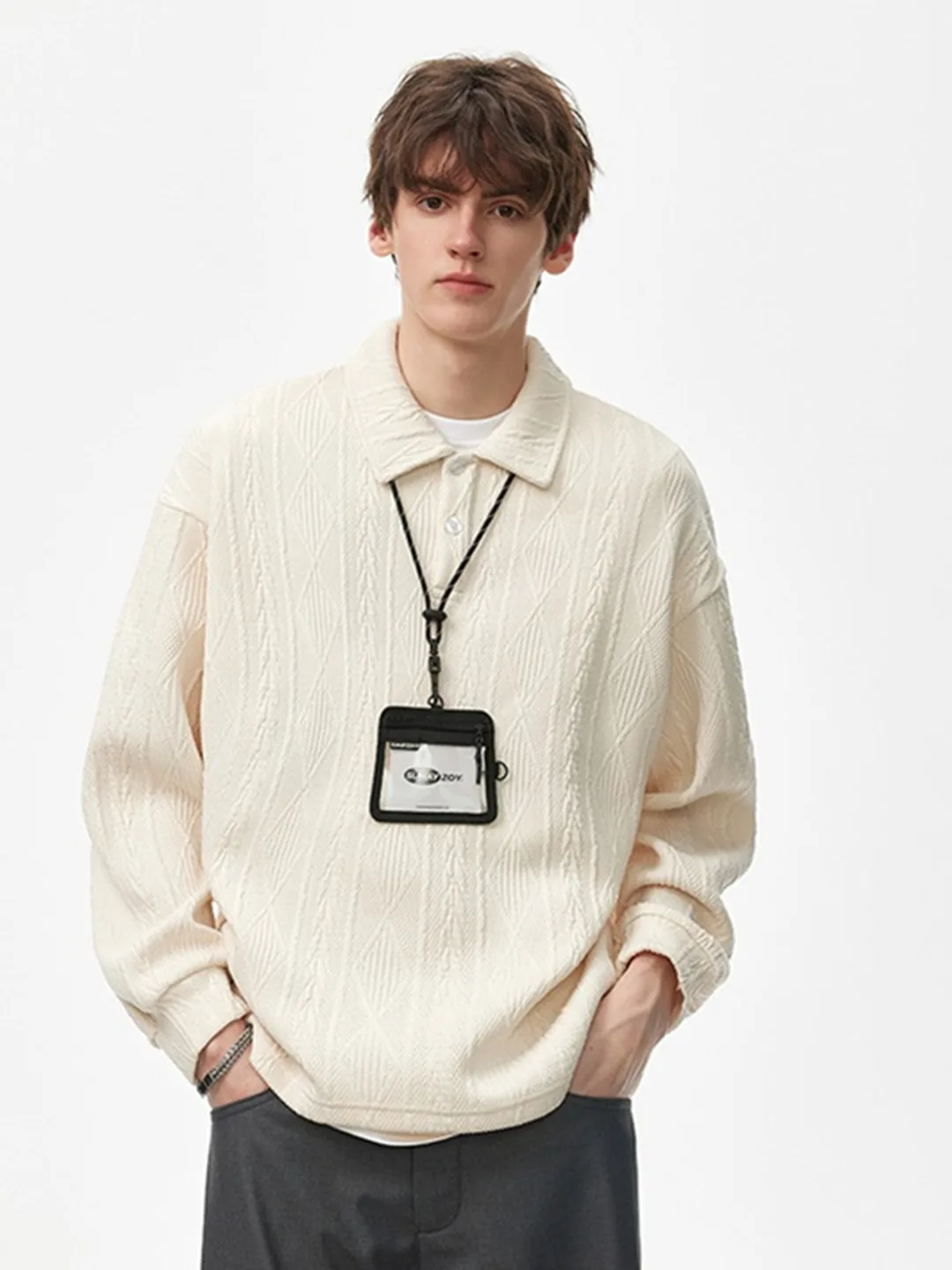 

Men's Knitted Pure Color Long Sve Sweater Casual Loose Fit Overhead Winter New Sle Warmth Netie Knitwear Youth Faion