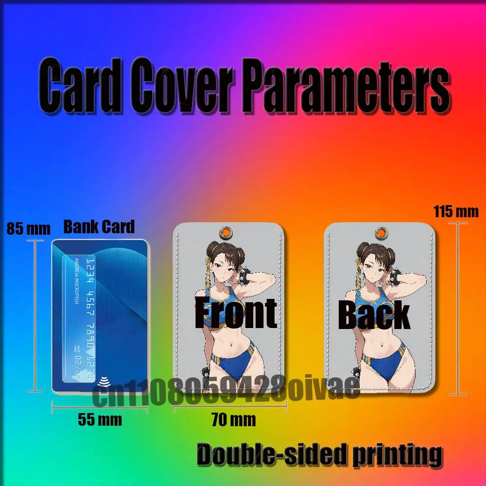 S-Street F-Fighter Chun Li For ID Clips Credit Bank Bag Bus Meal Card Holder Cover Pocket Decoration Keychain