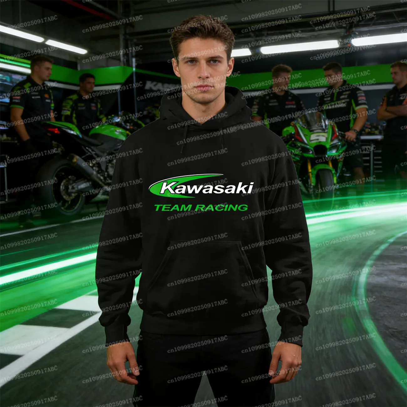 

(Kawasaki) Motorcycle Hoodie Logo Black Hoodie for Spring and Autumn Men Cotton Hoodie with Women Hoodie Top Kid Hoodie Clothing