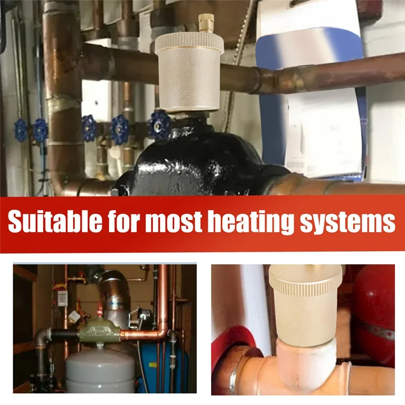 PORK-Automatic Air Vent Valve Kit, 1/8 Inch Automatic Air Bleed Vent, Compact Brass Automatic Float Valve