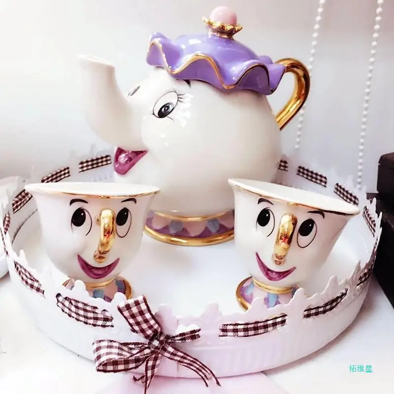 Hot Sale Disney Teapot Cartoon Beauty And The Beast Coffee Pots Mug Mrs Potts Chip Cup Tea Cup Pots Sets Droshipping Cute Gifts