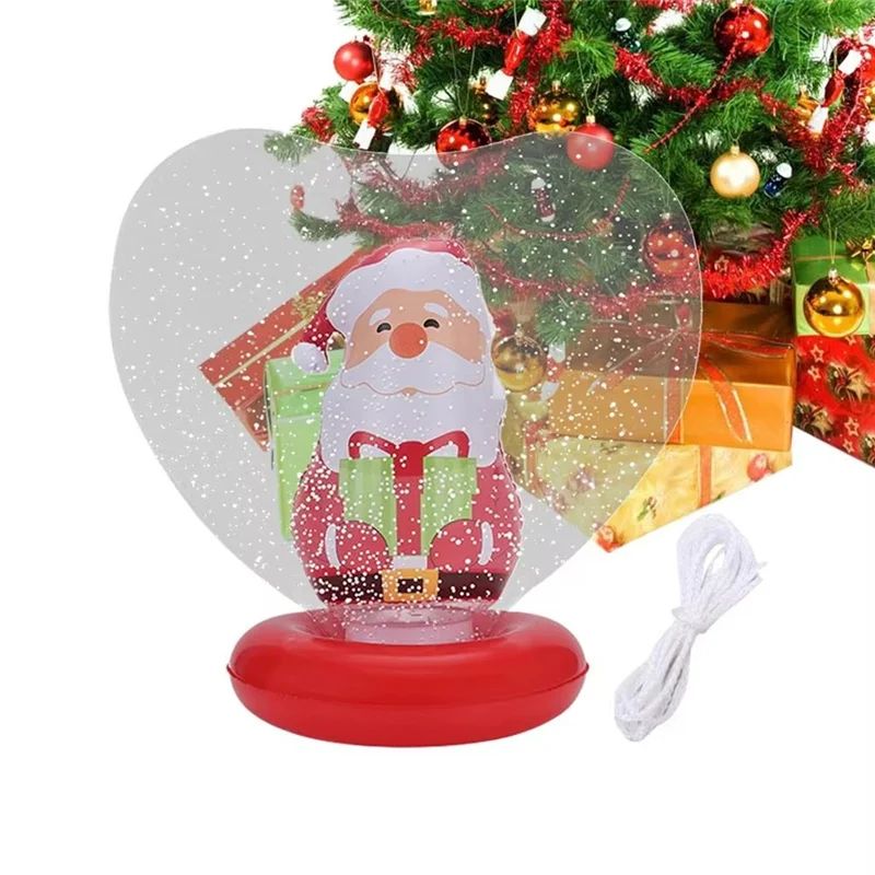 HHO-Inflatable Christmas Ball Heart Shape Light Figurine Ornament Holiday Blow Ball For Indoor For Outdoor Yard Pool