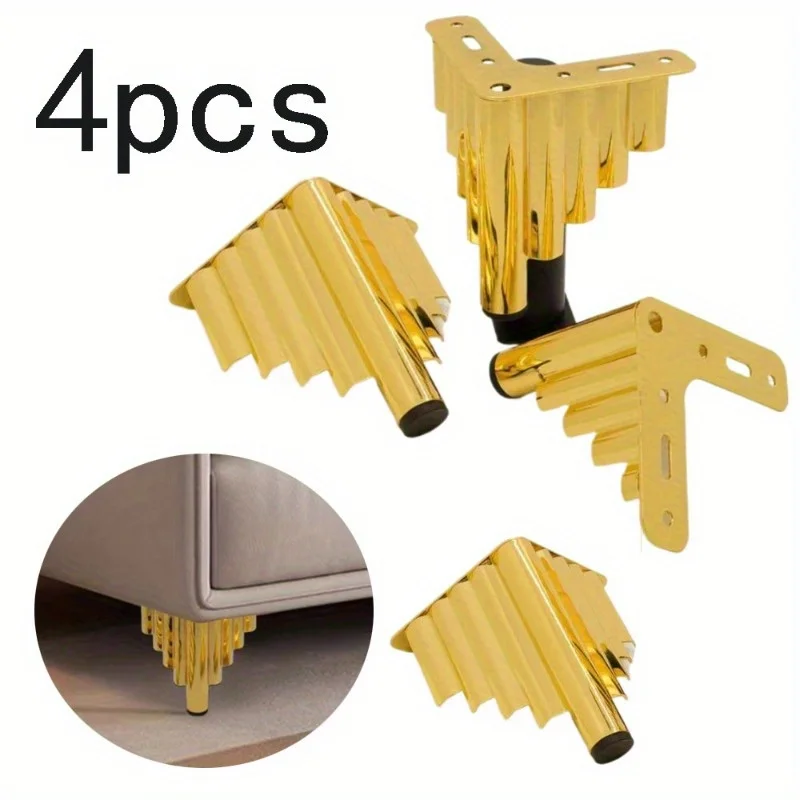 

4pcs Furniture Legs Basic Heavy Duty Triangle top Plate feet for Sofa Bed couches Dresser Cabinet with Rubber Floor Protectors