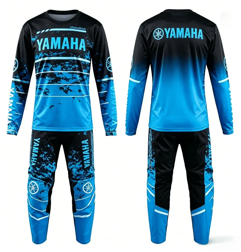 

Summer Yamaha Fashion Trend Graffiti Series Long Sleeved Pants Set for Men Women Sun Protection Motorcycle Riding Sportswear