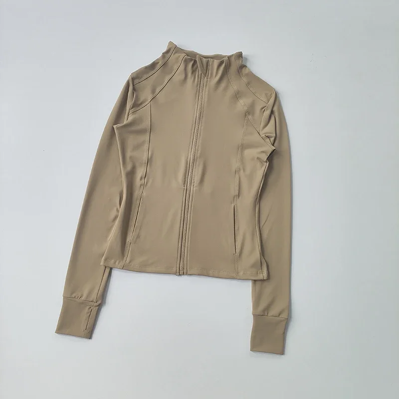 Damen Slim Fit Sportjacke Professionelles Schnelltrocknendes Langarm-Crop-Top für Laufen Pratiyog Shirt Yoga-Kleidung – Detail 1