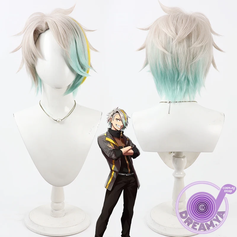 

Utai Makea Cosplay Wig Mint Yellow Biege Mixed Short Synthetic Hair Heat Resistant Role Play Halloween Party Carnival + Wig Cap