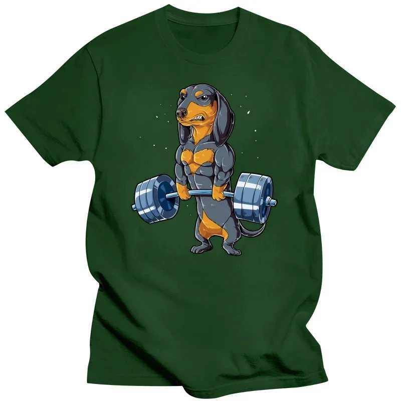 Dachshund Dog Weightlifting Funny Deadlift Gym T Shirts Graphic Cotton Streetwear Short Sleeve Birthday Gifts Summer T-shirt