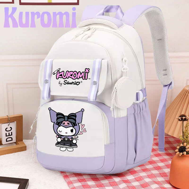 

Sanrio Kuromi Purple White Dual Color Backpack High-capacity Student Back To School Stationary Accessories Cartoon Birthday Gift
