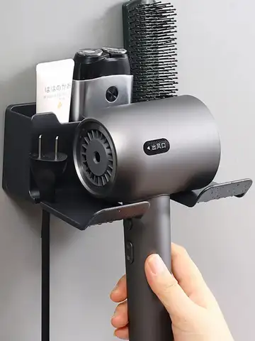 Hair Dryer Holder Wall Mounted Wall Dryer Cradle white black greyHairdryer Blow Dryer Organizer for Bathroom Bathroom Shelves
