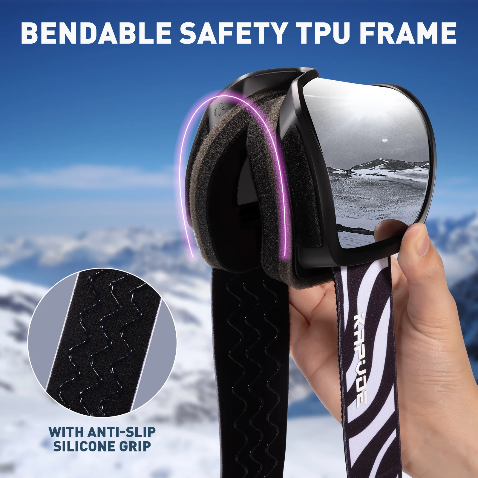 KAPVOE نظارات التزلج UV400 حماية قناع للتزلج الرجال النساء مكافحة الضباب التزلج نظارات الشتاء الرياضة في الهواء الطلق على الجليد التزلج نظارات