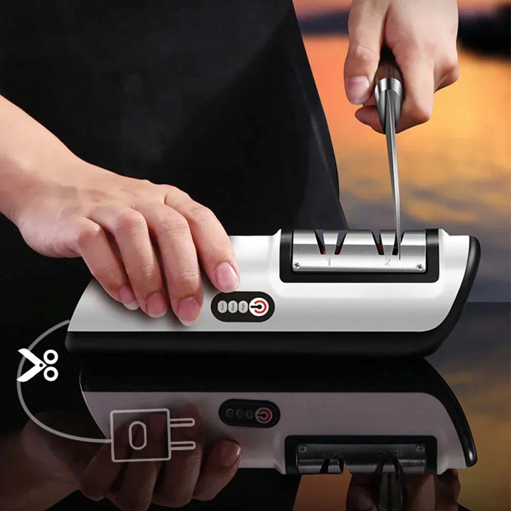 

Electric Knife Sharpener Automatic Cut Sharpeners Household Wireless Electric Fast Sharpener Kitchen Tools Grinder