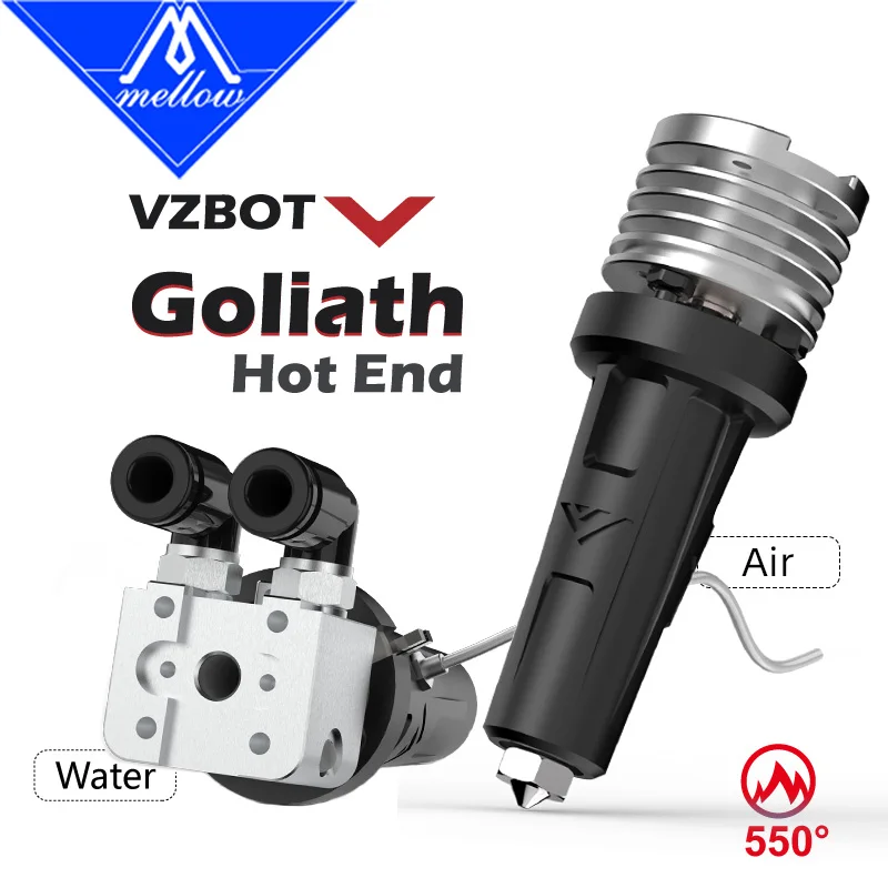 Mellow All Metal Goliath Air / Water V2 Hotend para impressora 3D de alta velocidade Vzbot Voron HevORT Substituir Dragon Crazy