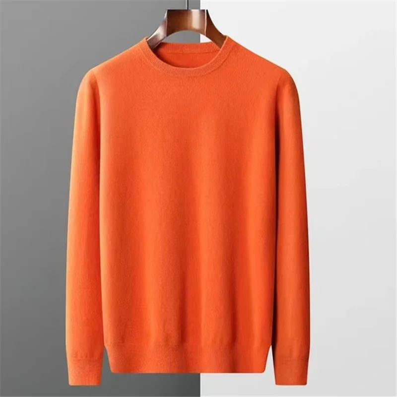 Cashmere Sweater Men\'s Knitting 100% Pure Merino Wool 2023 Autumn And Winter Fashion Large Round Neck Top Autumn Warm Pullover