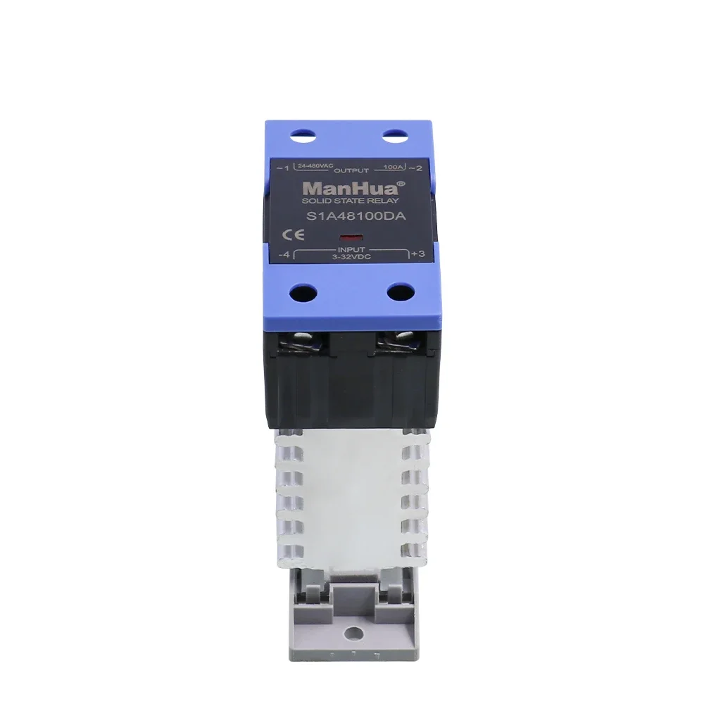 ManHua Din Rail Solid State Relay with Radiator S1A48 10DA 25DA 60DA 80DA 100DA 120DA DC Control AC Single Phase