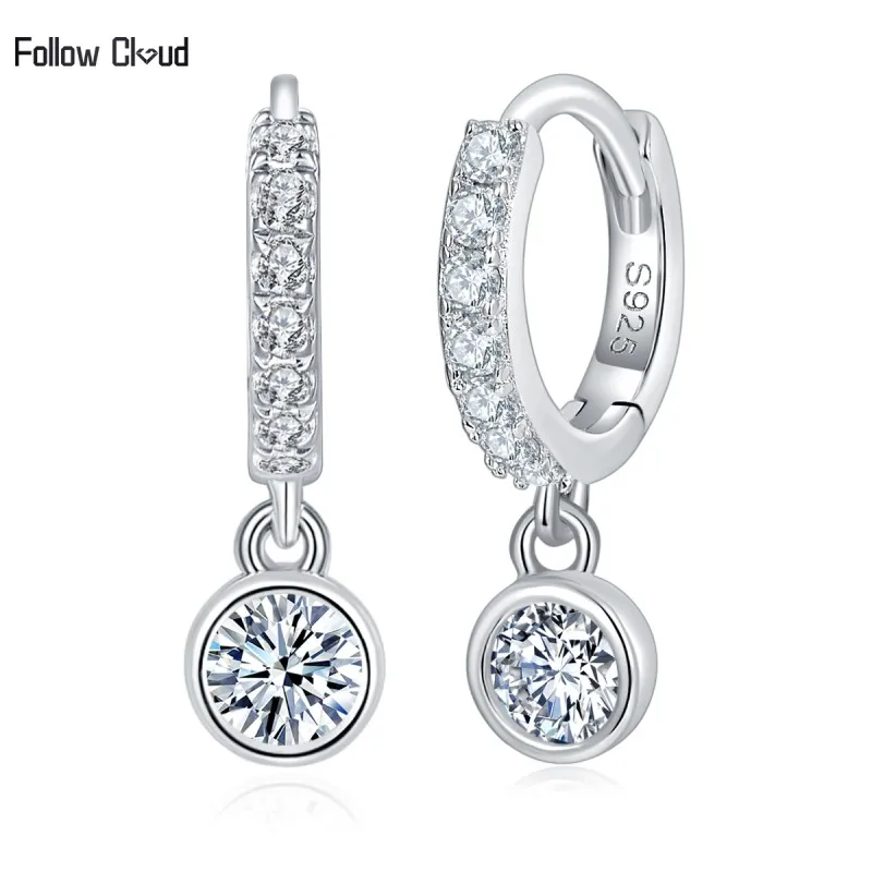 

Follow Cloud Moissanite Diamond Hoop Earrings for Women S925 Sterling Silver 3.5mm Wedding Fine Jewelry 18k White Gold Plated