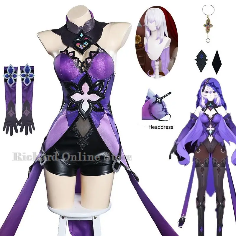 

Honkai Star Rail Black Swan Cosplay Costume Wig Anime Game Cosplay Women Sexy Fancy Costume Suit Purple Wig Shoes Halloween Set