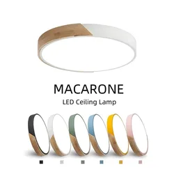 Luz de teto led nordic madeira macaroon circular luz moderna e simples casa quarto varanda estudo decoração aberta iluminação