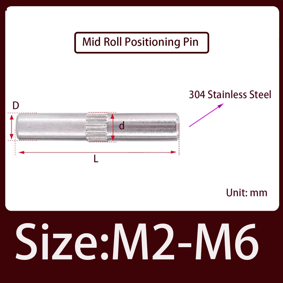 

M2-M6 304 Stainless Steel Knurled Locating Pin - Hinge Pivot Pin for Toy Connecting Rod, Precision Middle Knurled Fastene