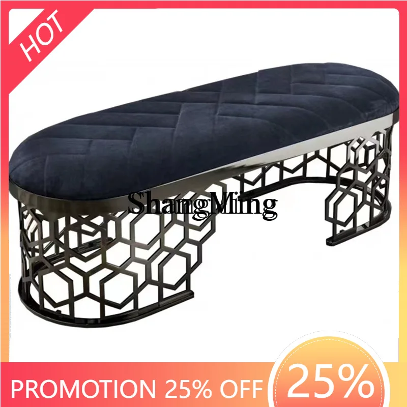

CL Postmodern Bedroom Long Chair Light Luxury Simple Entryway Shoe Changing Stool Stainless Steel Hotel Beauty Club Rest Stool