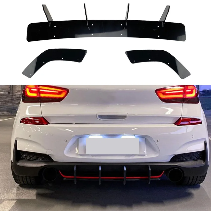 For 2017 2018 2019 Hyundai i30 N Hatchback PD ABS Bumper Rear Diffuser Lips Splitter Spoiler Body Kit Accessories