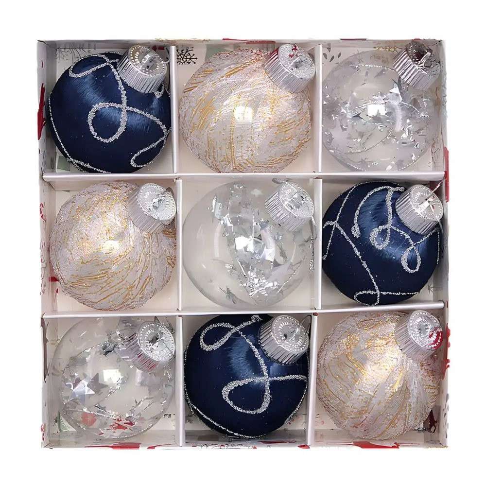 Eight Centimeter Christmas Tree Hanging Baubles Thread Wrapped Painted Pendant Ornament For Holiday Event Supplies