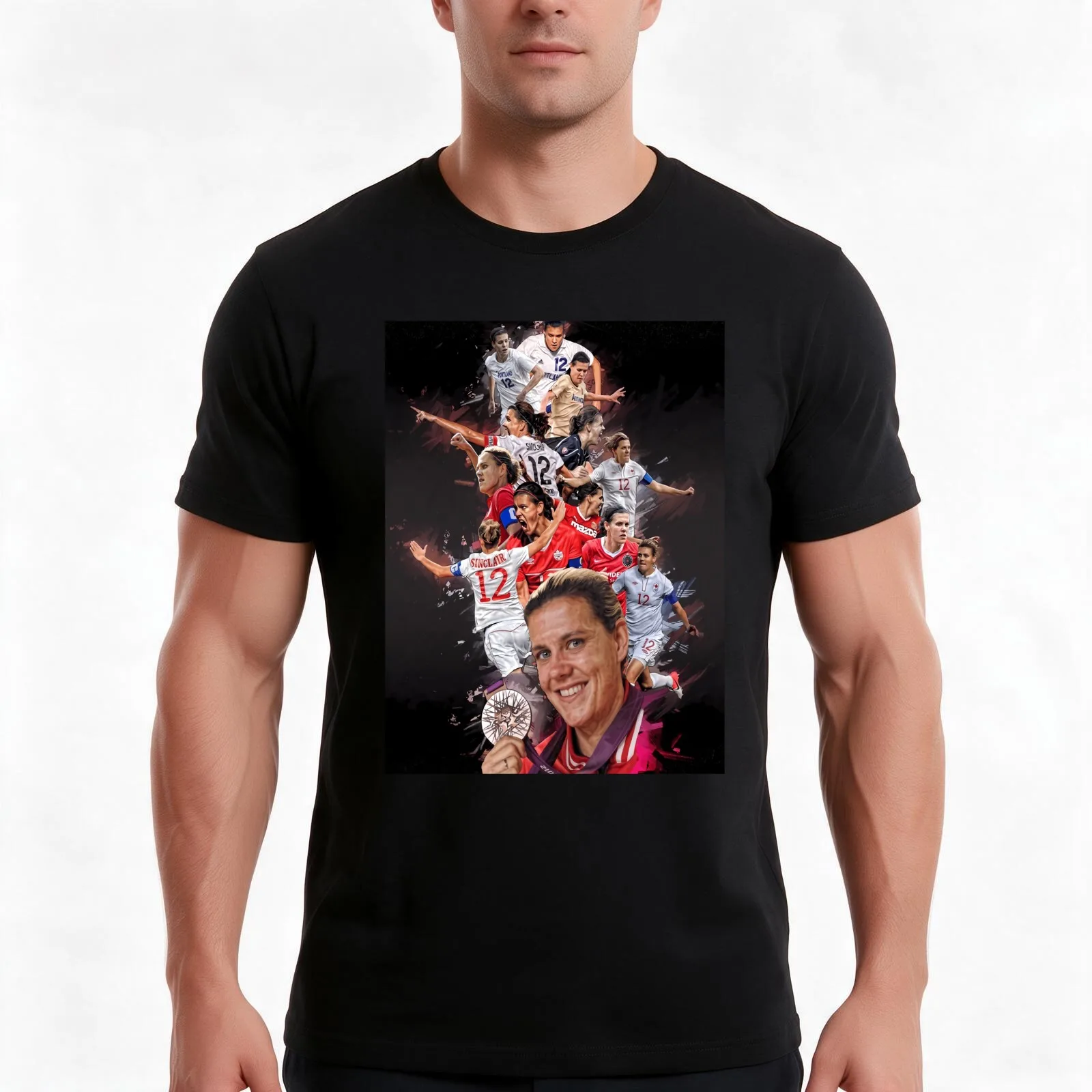 Christine Sinclair From University of Portland to Portland Thorns + CANWNT T-Shirt, Summer Casual Cotton Tee, Unisex Men Women