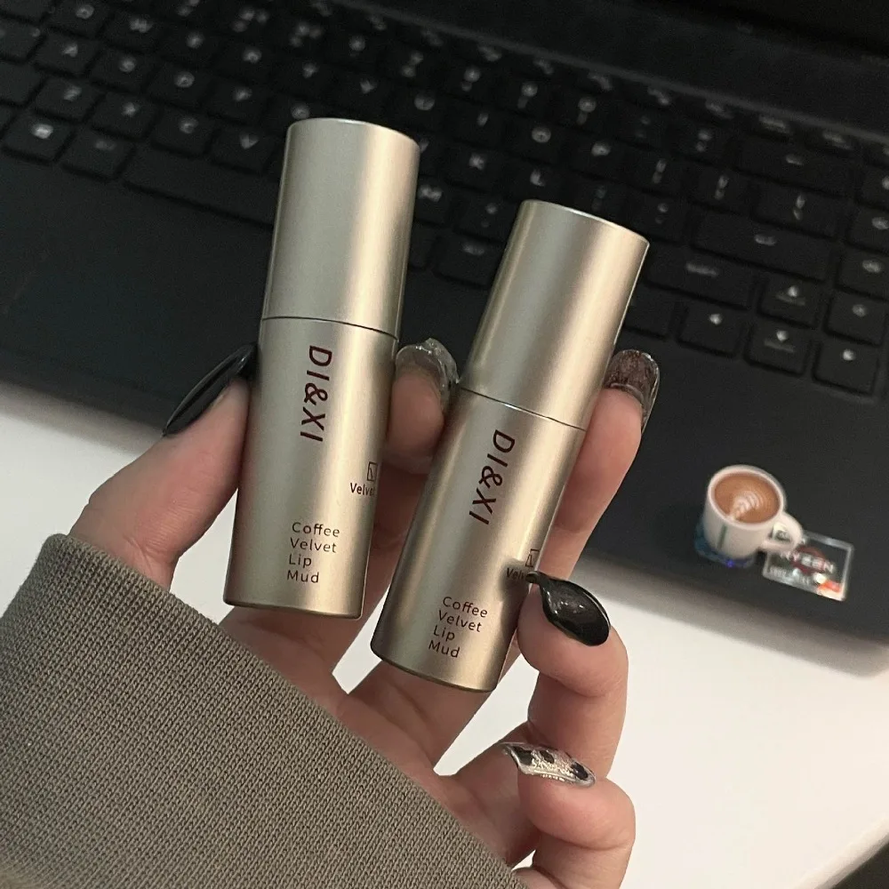 Non-Stick Cups Dark Brown Matte Lip Gloss Nude Brown Lips Waterproof Brown Lip Mud Lipsticks Tint Mud Portable