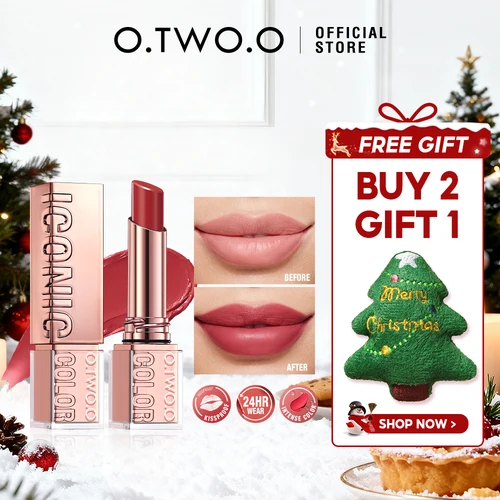 O.TWO.O lápiz labial tinte labial resistente al agua brillo nutritivo ligero suave no pegajoso refrescante rojo maquillaje de lápiz labial de alto brillo