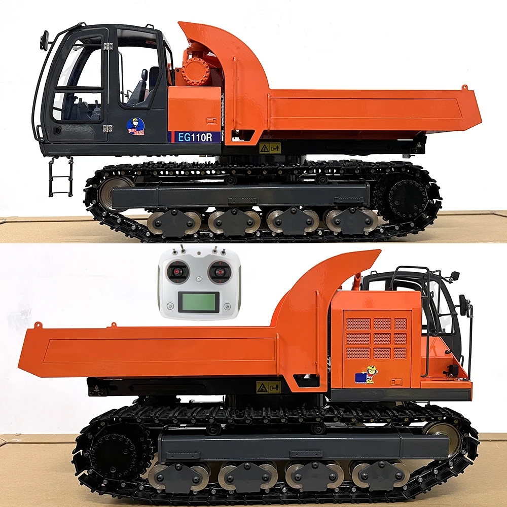 EG110R 1/12 Hydraulic RC Dump Truck Metal Tracked Truck Transporter RTR with Light System Boy RC Car Model Toy