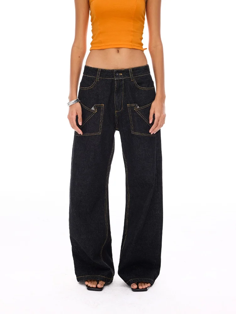 

Costustoot Bla Широкие джинсы Multi kets Design Повседневные хлопковые джинсовые брюки для женщин Весна Осень Зима Сезонная одежда